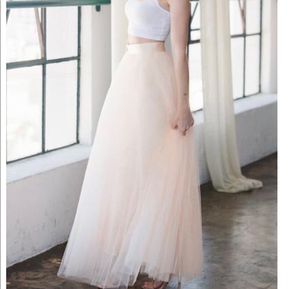 blush tulle maxi skirt